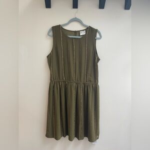 Joyfolie Olive Green Sequin Sleeveless Dress